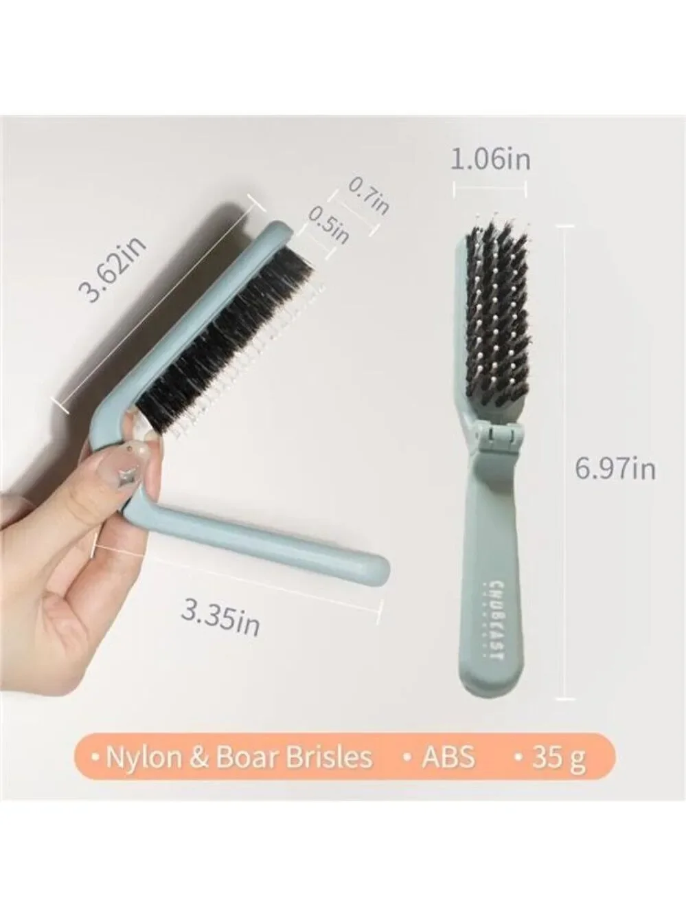 Mini Travel Hair Brush Folding Detangler Boar Bristles Portable Wet Dry Kids Wom